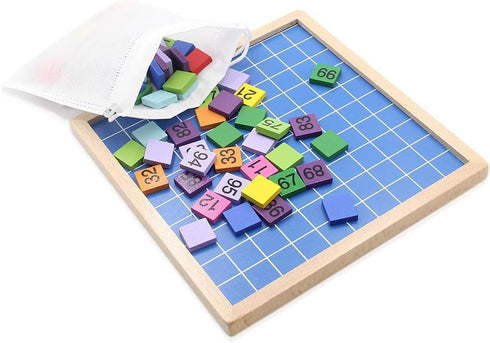 Wooden Math Learning Board Toy, Montessori 1-100 Consecutive Numbers Wooden Hundred Digital Board, Educational Game for Kids with Storage Bag...
