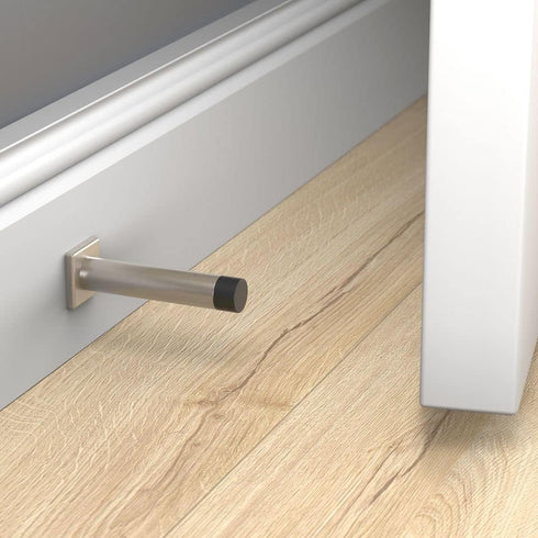 National Hardware N830-527 Reed Door Stop, 3", Satin Nickel with Matte Black Tip, 1 Count (Pack of 1)...