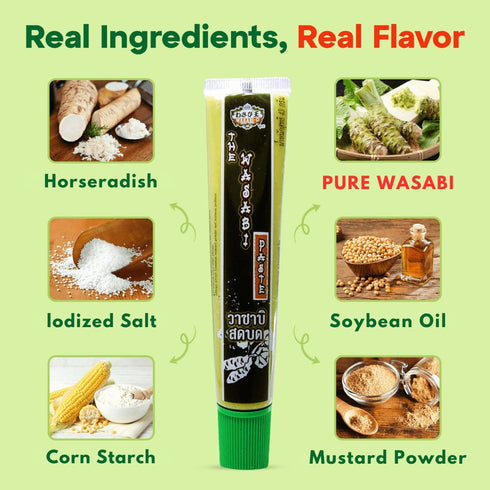 Wasabi-O Real Wasabi Paste - Authentic Japanese Fresh Wasabi Root - Mild Heat - Squeeze Tube for Sushi, Sauce, Mayo, Seafood - 3 x 1.52 Oz...
