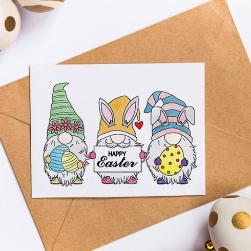 Easter Gnomes Clear Stamps for Card Making and Journaling, Cute Gnome Silicone Stamps Easter Words Banner Rubber Stamps for Scrapbooking DIY Cards...