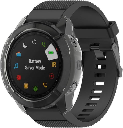 RuenTech Case Cover Compatible with Garmin Fenix 6X/6X Pro/Fenix 6X Sapphire Case Protector TPU Protective Case Frame for Fenix 6X Smart Watch (Bl...