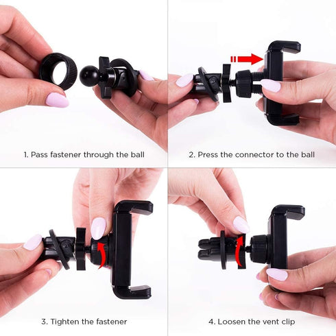 One Touch Grip Air Vent Mount - Universal Car Phone Holder | Quick Grip Design | Compatible with All Mobile Phones - iPhone, Samsung Galaxy, and M...