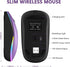 HZD LED Wireless Mouse, Slim Silent Rechargeable Mouse, 2.4G Portable USB Optical Mouse with Type C Adapter, 3 Adjustable DPI Levels 1600/1200/800...
