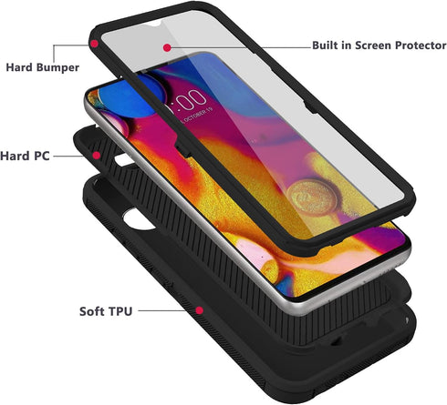 Annymall for LG V40 Case, LG V40 ThinQ Case, with Built in Screen Protector Full Body Rugged 3 in 1 Bumper Heavy Duty Shockproof Drop/Dust-Proof P...