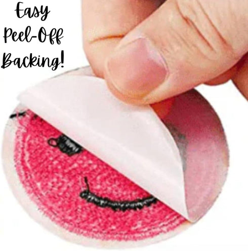Shelzy’s Designs Towel Embroidered Heart Patches - 3pc Glitter Chenille Sticker or Glue on Appliques,Triple-Pack in Pink or White with Elegant Gol...