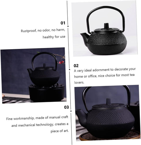 Hemoton cast iron teapot tea set retro metal coffee kettle simulation kitchen kettle cast iron tea kettle for stove top furniture iron boiling tea...