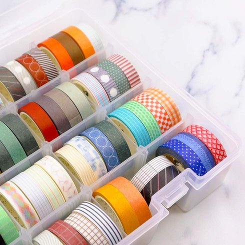 Plastic Organizer Container with Adjustable Dividers,Plastic Storage Box with 18 Removable Grids,Jewelry Organizer Compartments for Cosmetics Craf...