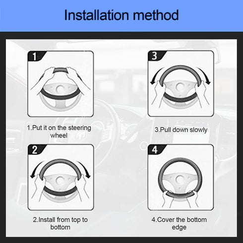 LoyaForba Leather Car Steering Wheel Cover, Elastic Breathable Anti-Slip Steering Wheel Protector, Car Interior Accessories for Men Women, Univers...