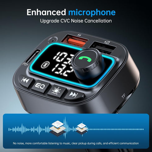 Bluetooth 5.3 Car Adapter FM Transmitter, 42W (PD30W & 12W) USB C Car Charger Wireless Radio Receiver, Hands-free Calling MP3 Audio Player Car Kit...
