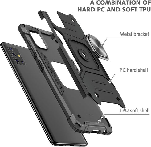for Samsung Galaxy A51 Case Military Grade Built-in Kickstand Case Holder Armor Heavy Duty Shockproof Cover Protective for Galaxy A51 Phone Case (...