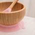 Baby Bowls and Spoons, Baby Bamboo Bowl and Spoon | Silicone Suction | Bamboo Baby Bowls for Baby | Baby Bowls First Stage | Baby Wood Bowls (Cyan...