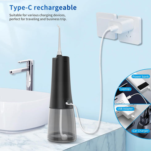 Water Dental Flosser Teeth Pick 9 Modes Cordless Electric Flosser for Teeth Cleaner Portable Rechargeable Oral Irrigator 300ML IPX7 Waterproof Flo...