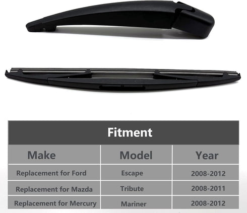 Replacement for Ford Escape 2008-2012 / Mazda Tribute 2008-2011 / Mercury Mariner 2008-2012 SUV Rear Windshield Wiper Arm Wiper Blade, Rear Window...