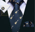 Mens Acoustic Guitar Dress Set including Necktie, Pocket Square/Handkerchief, and Cufflinks Guitarist Band | Navy Blue | Neck Tie...