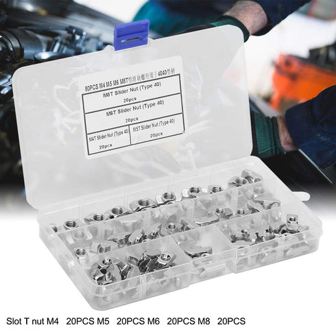90Pcs T-Slot Nut Set, Premium Hardware Nuts with Plastic Storage Box Easy Installation T Nut Hardware Fastener for CNC Machines 3D Printers and Ro...