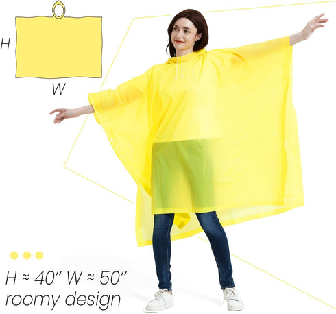 ANTVEE Reusable Rain Ponchos for Adult 2 Pack for Women and Men with Drawstring Hood...