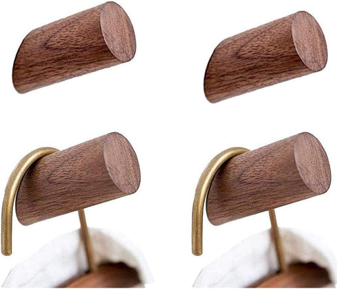 Wood Wall Hooks, 4 Pack Coat Hooks Wall Mounted, Rustic Wooden Heavy Duty Robe Hook Hat Rack, Hooks for Hanging Bathroom Towels Clothes Hanger (Wa...