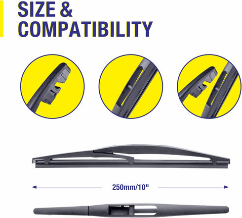 Rear Wiper Blade 10 inch (10-B), Replacement For HONDA HR-V 2022-2016 CRV 2024-2023 /Infiniti QX56 QX80 2022-2011 /Leaf 2017-2011 Back Windshield ...