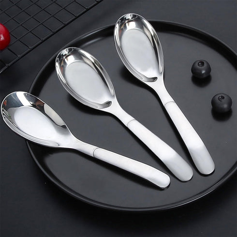 Asian Soup Spoons Chinese Soup Spoons Stainless Steel Spoons, Thick Heavy Stainless Steel Soup Spoons Table Spoons Dinner Spoons Flat Square Spoon...