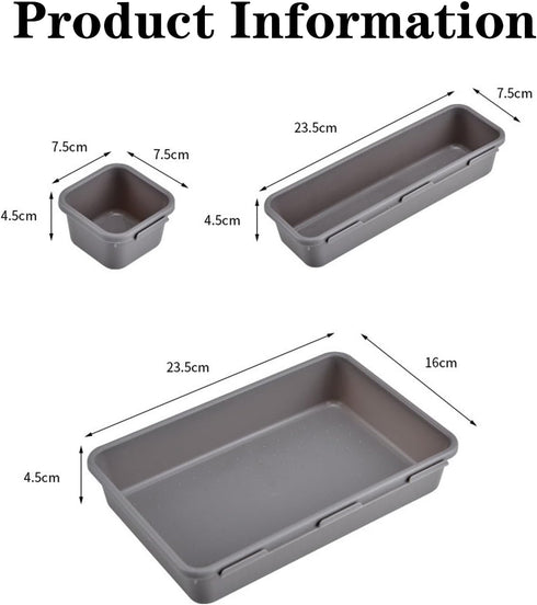 8 PCS Plastic Drawer Organizer, Sectional Makeup Desk Storage, Tool Box Tray Divider Bins Set for Bedroom, Kitchen(Black)...