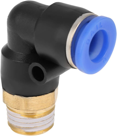 Push in Joint Pneumatic Connector, 10 pcs 8mm G1 push in anslutningar 90 Degree Male Thread Quick Fittings Push to Connect Lock Elbow Pipe L Shape...