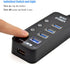 USB Hub 3.0 Powered, LYFNLOVE USB Extender 4-Port Data USB Hub with Power Adapter and 1 Smart Charging Port, USB Splitter with On/Off Switches for...