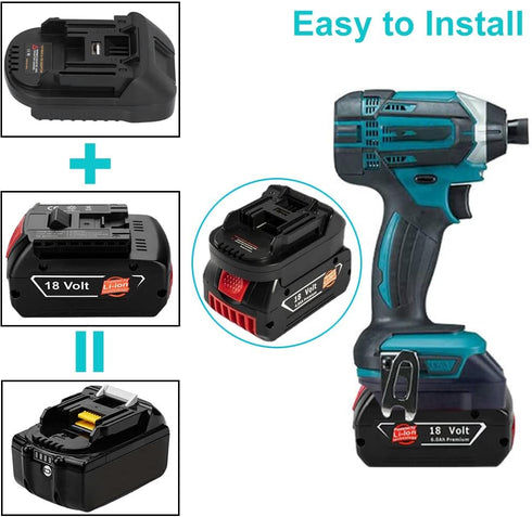USB Battery Adapter for Makita 18V Lithium-ion LXT Cordless Tool, Convert for Bosch 18V Li-ion BAT609 BAT612 BAT618 Battery to Makita 18V Lithium ...