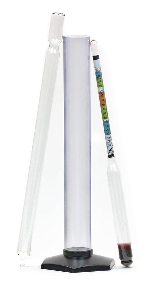 North Mountain Supply Premium Glass Triple Scale Beer & Wine Hydrometer Combo Kit With Test Jar and Glass Wine Thief - Made in France - Lead & Mer...