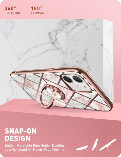 i-Blason Cosmo Snap Case Designed for iPhone 12 Mini 5.4 Inch (2020 Release), Slim with Built-in 360° Rotatable Ring Holder Kickstand Supports Car...