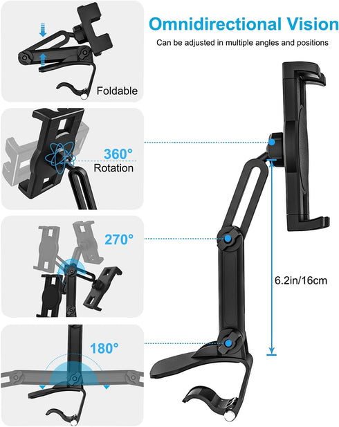 Dashboard Clip Car Phone Mount, woleyi Car Sun Visor & Rearview Mirror Clamp Phone Tablet Holder with Adjustable Arm for iPhone 14 Pro Max 13 12 1...