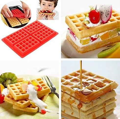 JKLcom Waffle Mold Silicone Waffle Mold 4 Cavities Waffle Mold Silicone Waffle Maker Baking Tray Mold for Waffle Cake Chocolate Craft Candy Soap B...