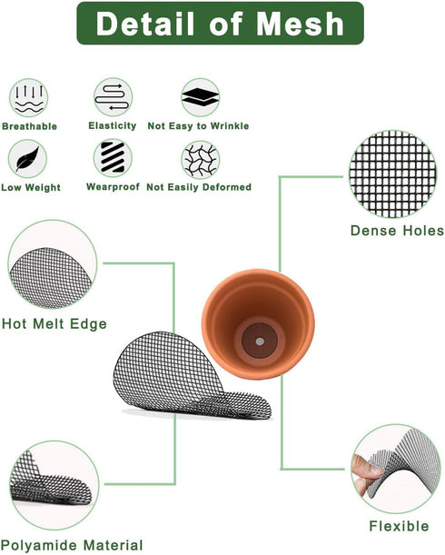 vensovo Mesh Pad for Flower Pots - 50 Pack 2 x 2 inch Bonsai Pot Bottom Grid Mat Mesh, Plant Drainage Mesh Screen with Hot Melt Edge, Round Plant ...