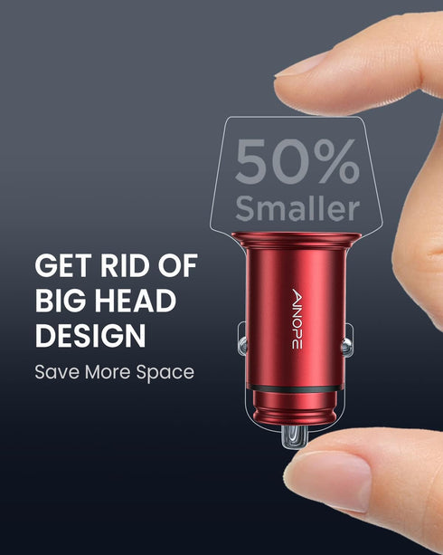 40W Car Charger Adapter, AINOPE Smallest USB C Car Charger Fast Charging, All Metal PD 3.0 Dual Port Car Charger, with LED Light Compatible with i...