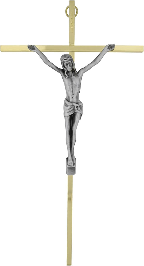 Two-Tone Metal Wall Crucifix with Gift Box, 10"...