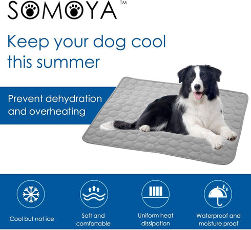 SOMOYA Dog Self Cooling Mat Pet Washable Pads Blanket Hot Weather Sleeping Kennel Mat,Ice Silk Sleep Mat Pad Non-Toxic Breathable Sleep Bed for La...