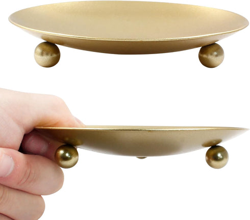 3Pcs Iron Plate Candle Holder Set,4.33 Inch Decorative Pedestal Candle Stands for Home & Wedding & Birthdays Parties (Gold)...
