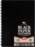 W.A. Portman Black Paper Sketchbook - A5 (6" x 8.25") Black Drawing Paper - Black Paper Journal with Black Art Paper - 60 Page Black Paper Noteboo...