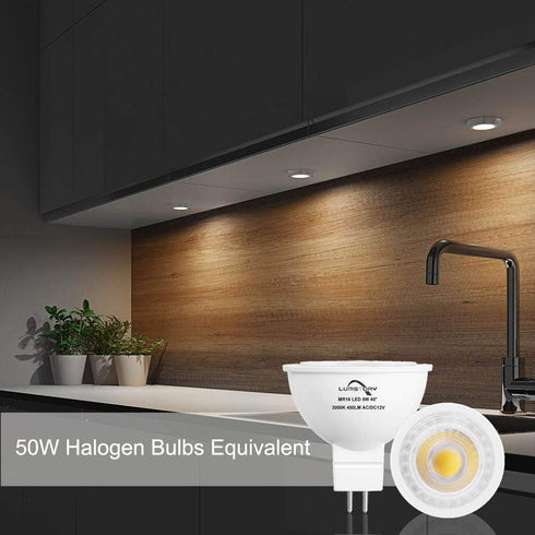 MR16 LED 12V Bipin Bulb 3000K Warm White 50W Halogen Replacement GU5.3 5W 450lm 40 Degree Flood Beam Angle for Landscape and Track Lighting 10-Pac...