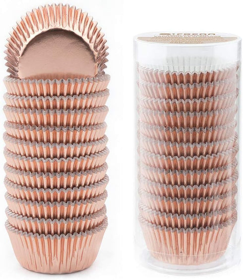 Gifbera Mini Rose Gold Foil Cupcake Liners Metallic Baking Cups, 300-Count...