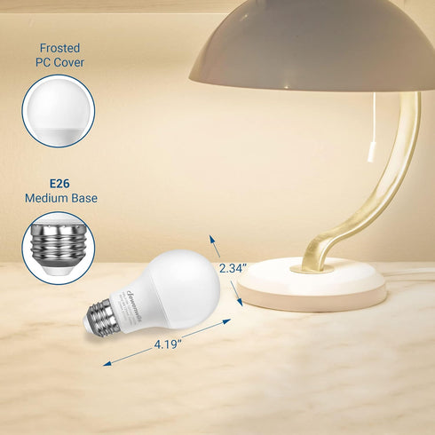DEWENWILS 8-Pack A19 LED Light Bulb, 760LM, 3000K Soft Warm Light Bulb, Energy Saving 9W(60W Equivalent) LED Bulb, E26 Medium Screw Base, Non Dimm...