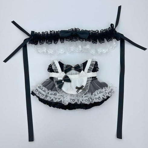 niannyyhouse Headdress Dress Apron 10cm 15cm 20cm Plush Doll Lace Maid Outfit Dress Up Accessories (Black-20cm)...