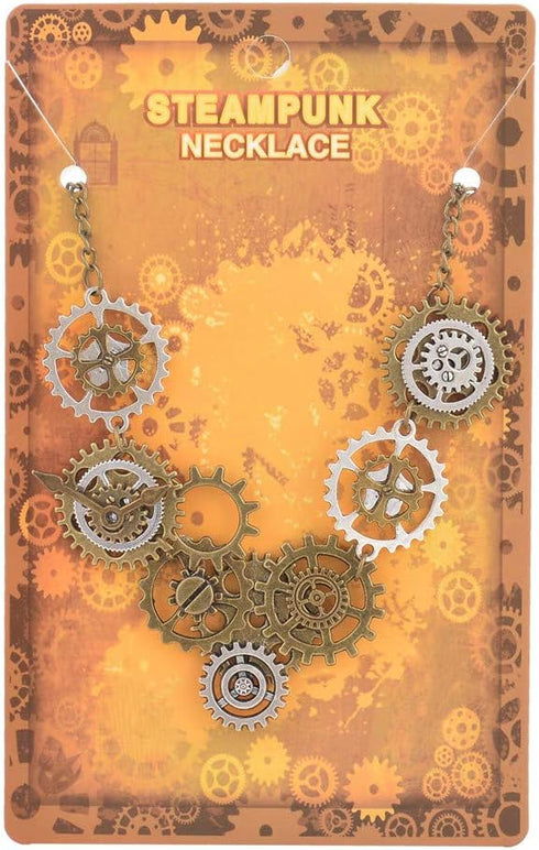 Steampunk Clock Necklace Choker Vintage Steam Punk Gears Sweater Chain Necklace Steampunk Accessories for Women Men...