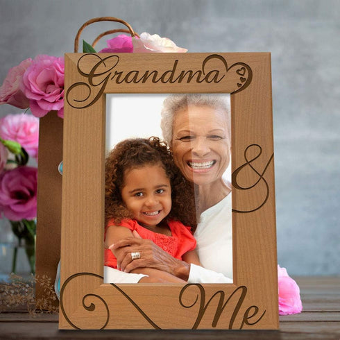 KATE POSH Grandma and Me Engraved Natural Wood Picture Frame, I Love You Grandma, Grandparent's Day, Best Grandma Ever, Grandmother Gifts, Grandma...