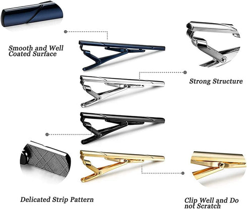 Mens Tie Clip Stainless Steel Metal Simple Necktie Tie Bar Clasp Clip Clamp Pins Sliver Color Minimalist for Men Business Party Wedding Anniversar...