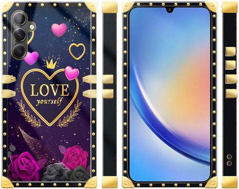 Compatible with Samsung Galaxy A54 5G Case,Love Yourself for Women Girls Soft TPU Shockproof Protective Square Phone Case Cover for Samsung Galaxy...