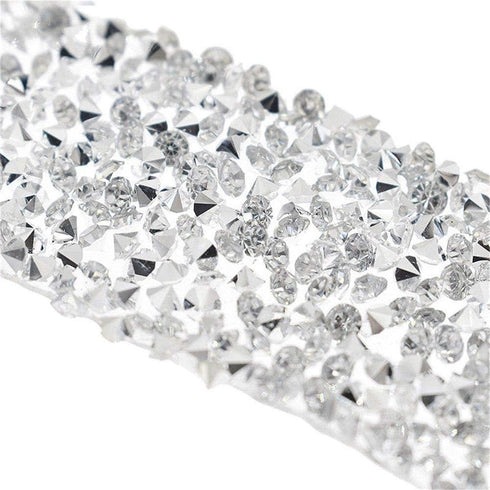 EORTA 1Yard X 3CM Rhinestone Beaded Trim Sparkling Crystal Rhinestone Hotfix Ribbon Iron on Applique Bling Chain Banding Belt for DIY Wedding Brid...