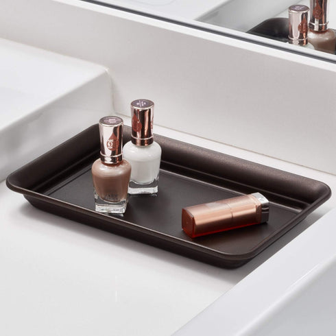 iDesign Metal Vanity Tray, Non-Slip Guest Towel Board for Cosmetics,Makeup,Jewelry,Keys,Bathroom,Kitchen,Office,Craft Room,Countertops,Closets Sto...