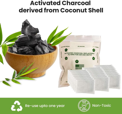 Green Piece® 24 Pack Overstuffed All-Natural Diaper Pail Deodorizer | Activated Charcoal Air Purifier Compatible with Diaper Pails, Shoe Closets, ...