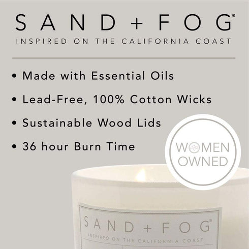 Sand + Fog Scented Candle - Vanilla Sandalwood – Additional Scents and Sizes – 100% Cotton Lead-Free Wick - Luxury Air Freshening Jar Candles - Pe...
