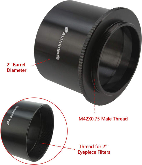 Astromania 2" T-2 Focal Camera Adapter for SLR Cameras - Simply Attach Your Camera to The Telescope...